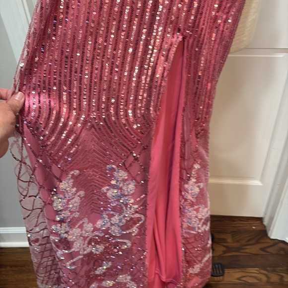 Dear Moon sz 1 pink sequin formal/prom dress with train NWT - Picture 5 of 7
